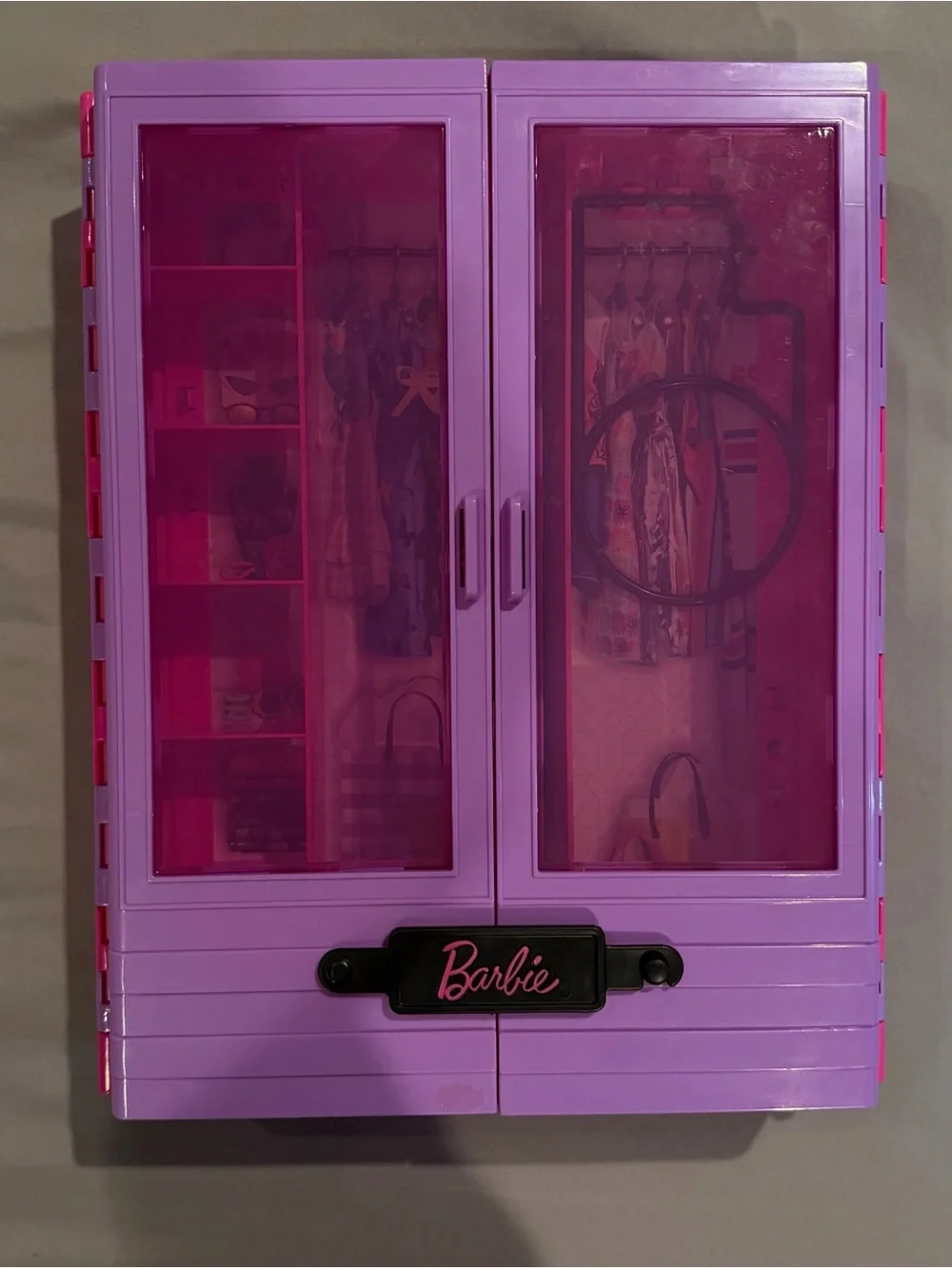 Barbie Purple and Pink Doll Closet Storage Cabinet